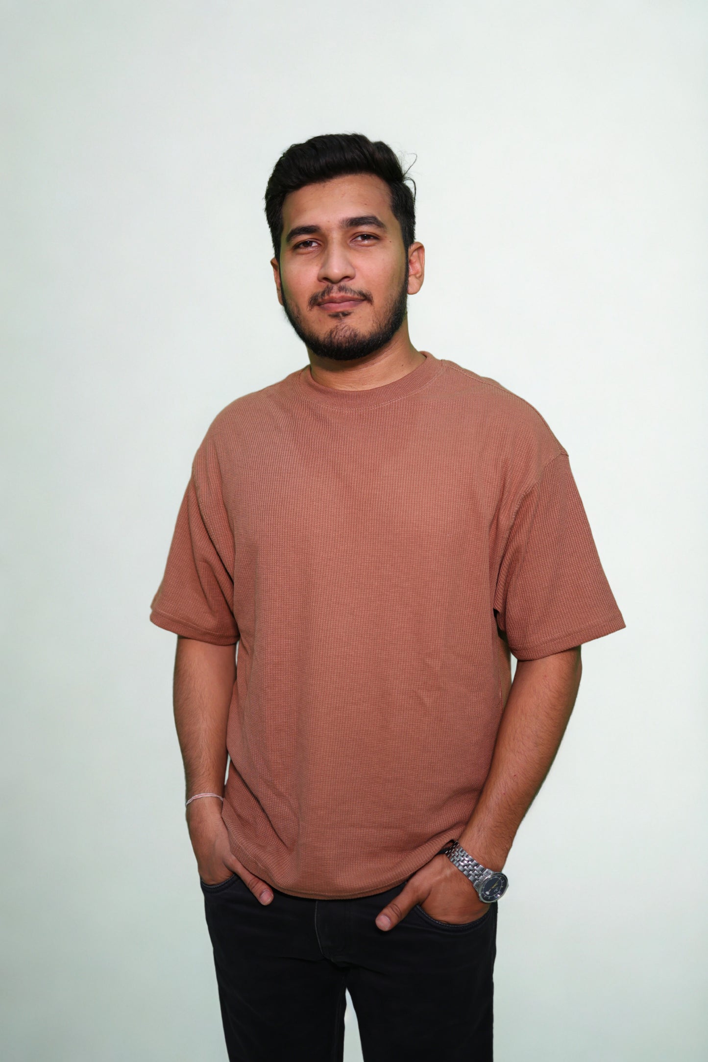 WAFFLE 240 GSM COFFEE COLOUR TEE