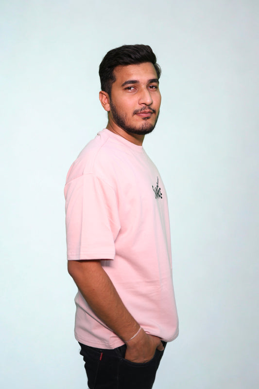 FRANCH TERRY PINK DOWN SHOULDER TEE