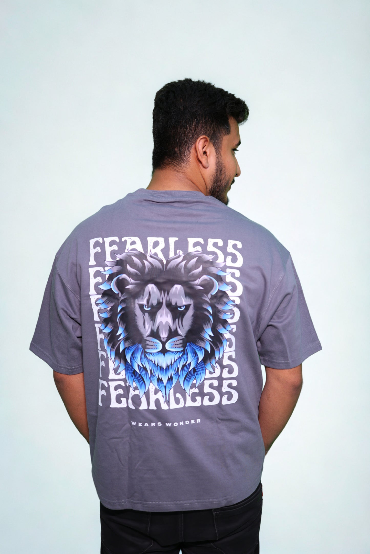 FRENCH TERRY GREY DOWN SHOULDER TEE