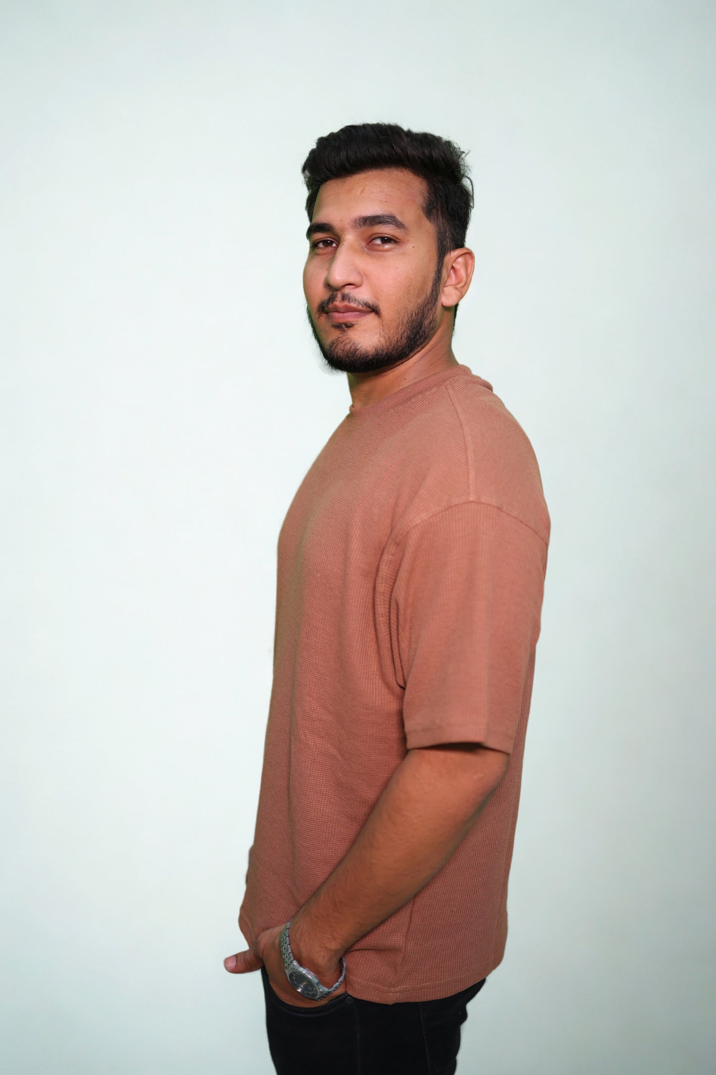 WAFFLE 240 GSM COFFEE COLOUR TEE