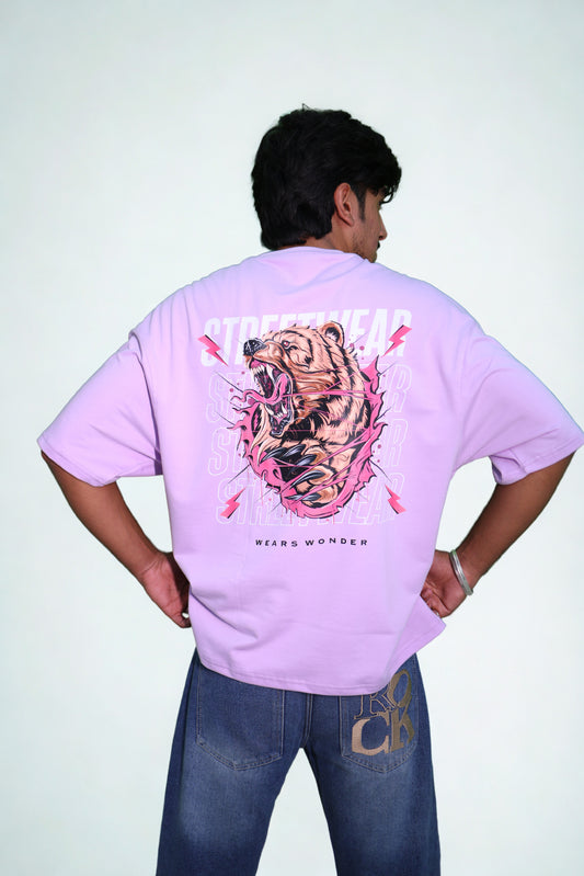FRANCH TERRY LAVENDER DOWN SHOULDER TEE