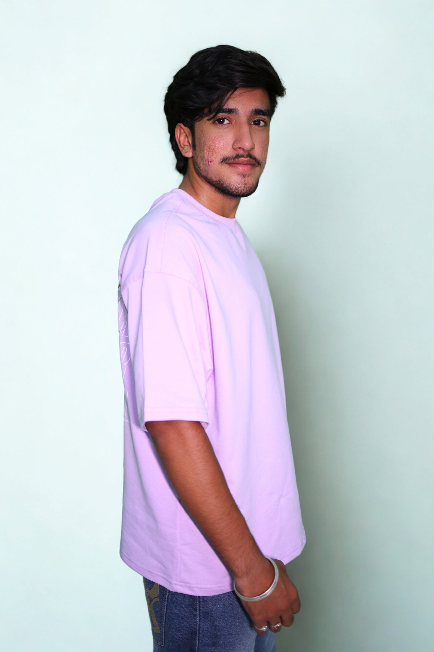 FRANCH TERRY LAVENDER DOWN SHOULDER TEE