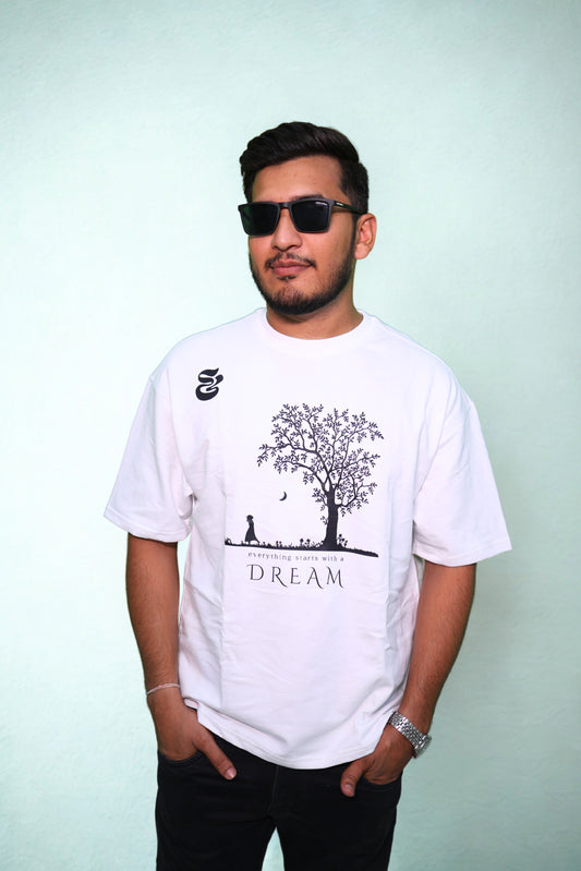 FREANCH TERRY WHITE DOWN SHOULDER TEE