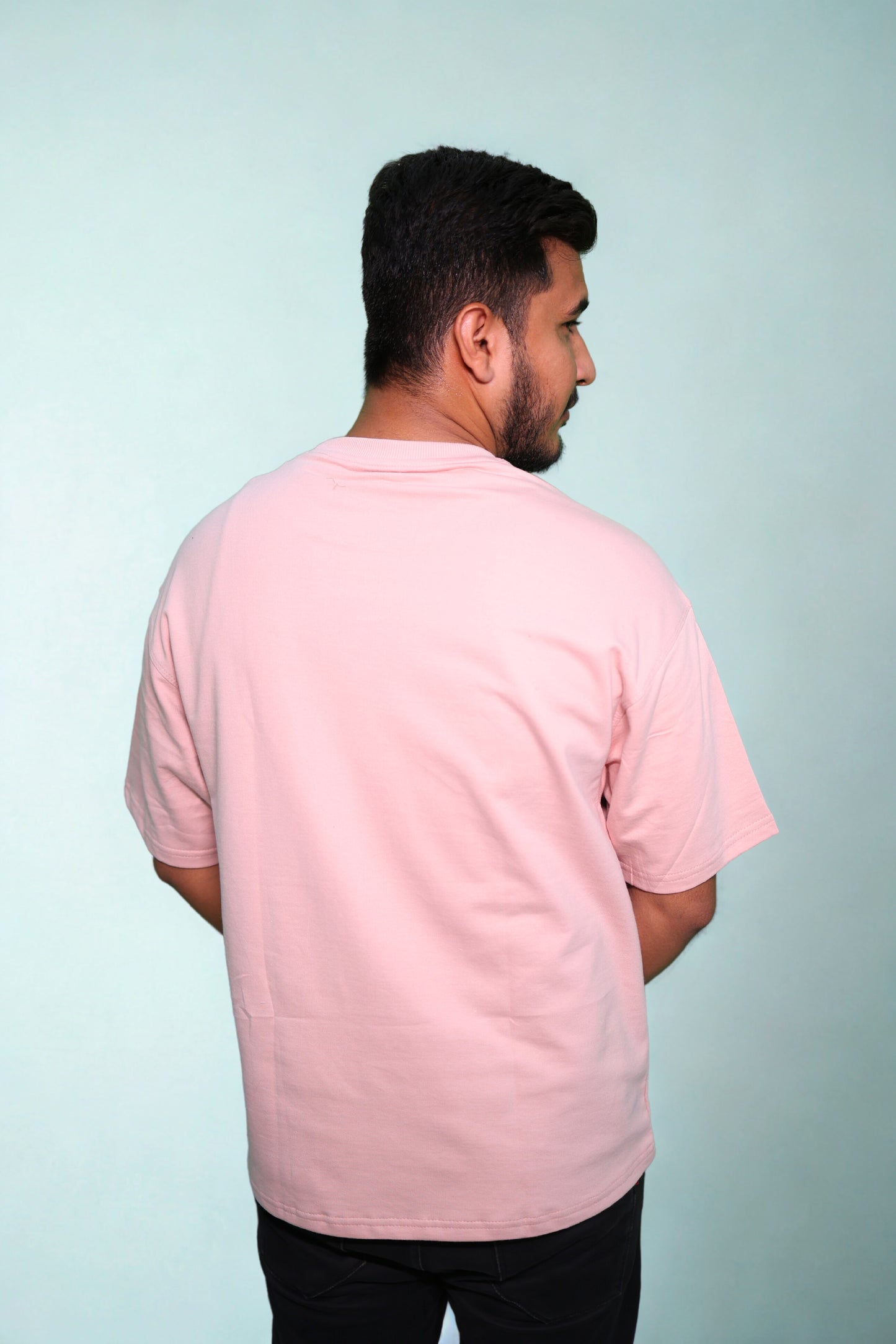 FRANCH TERRY PINK DOWN SHOULDER TEE
