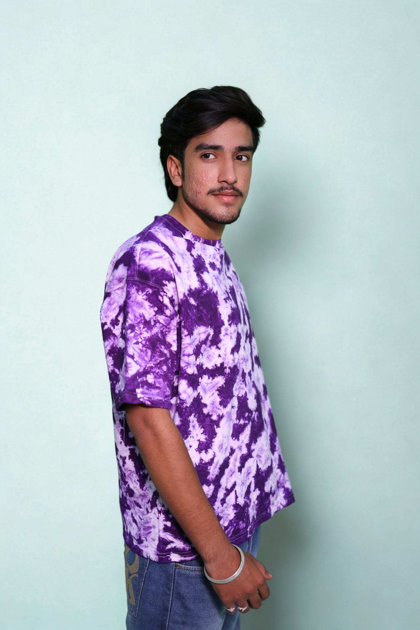 TIE DYE PURPLR AND WHITE TEE