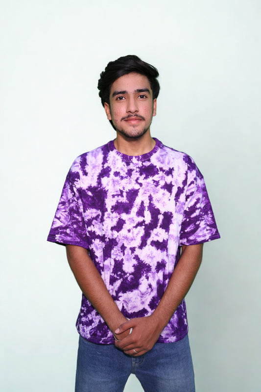 TIE DYE PURPLR AND WHITE TEE